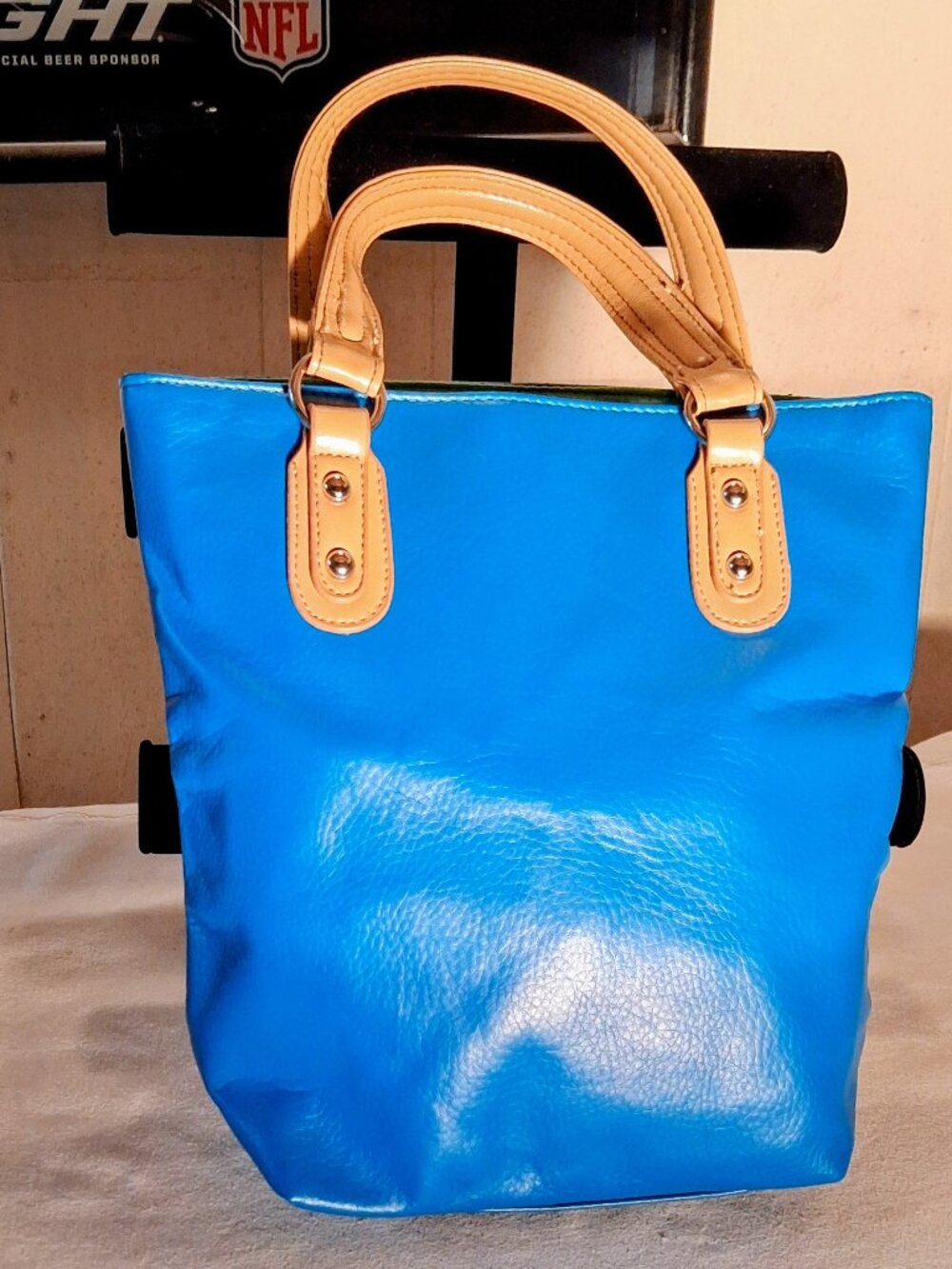 Avon NWOT Blue Synthetic Leather Tote Bag 11X12X4